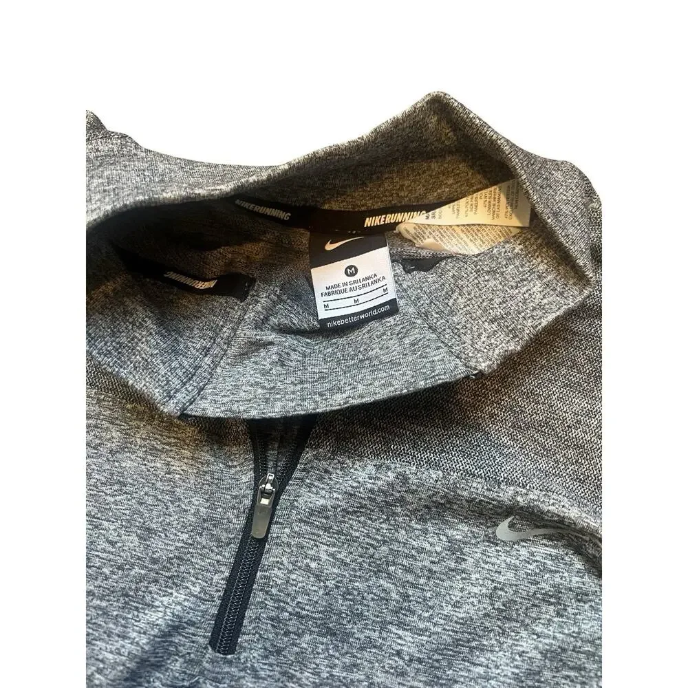 Nike Running Quarter Zip Pullover Womens Medium Gray Long Sleeve Active Top